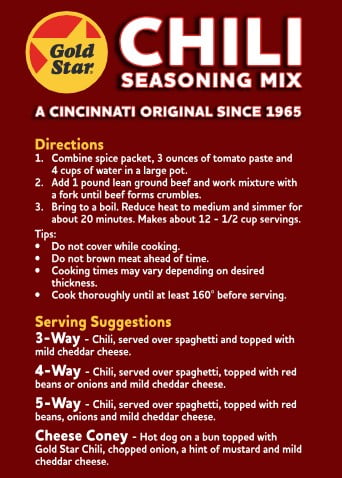 (3 pack) Gold Star Chili Seasoning Packet, 2.25oz