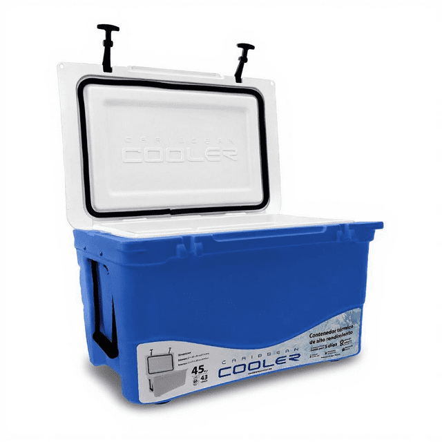 Caribbean Cooler Hielera Grande 43 L Alto Rendimiento Conserva el Hielo hasta 5 Días Azul Blanco