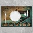 thumbnail image 2 of Movie Theater Placemats Set of 4, Cinema Poster Design Placemats for Dining Table, Green Star Vintage Washable Fabric Decoration Table Mats Placemat 18"x12", 2 of 4