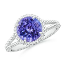 ANGARA Natural 1.8 ct Tanzanite Twist Rope Split Shank Ring in 14K White Gold for Women (Size-8mm) | December Birthstone, Birthday, Anniversary, Jewelry Gift for Women | Natural Tanzanite Ring