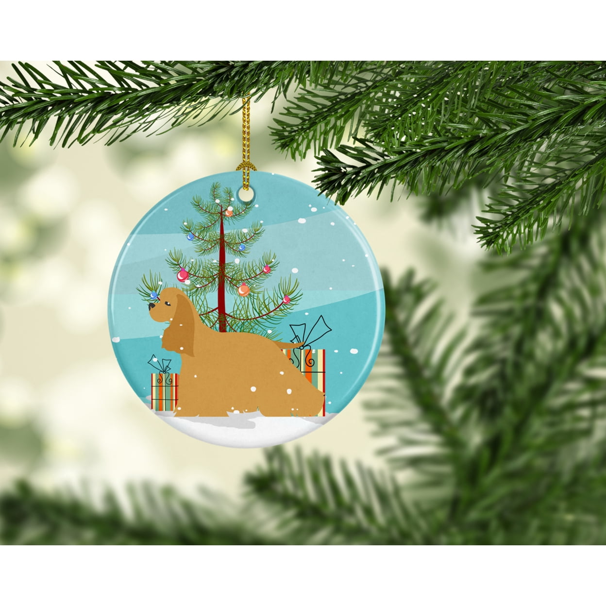 Cocker Spaniel Merry Christmas Tree Ceramic Ornament