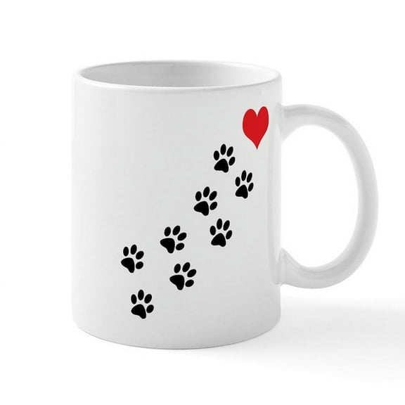 CafePress - Paw Prints To My Heart Mug - 11 oz Ceramic Mug - Novelty Coffee Tea Cup