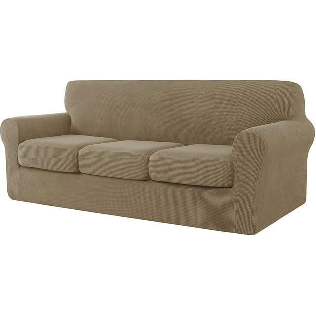 CHOK 2024 Housse de Canapé avec Coussin Séparé Housse Extensible à Carreaux (Canapé Vin)