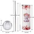 thumbnail image 2 of Elephant Tumbler with lid and straw, 20 oz Watercolor Elephant Cup, Elephant and Floral Insulated Tumblers, Just A Girl Who Loves Elephants Gift for Women, 2 of 5