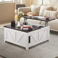 thumbnail image 6 of Vevor ZFXBSKFZ36YC412GHV1 36 in. Farmhouse Square Coffee Table, Hinged Lift Top with Built-in Power Strip, Wooden Rustic Cocktail - Brown & White, 6 of 10