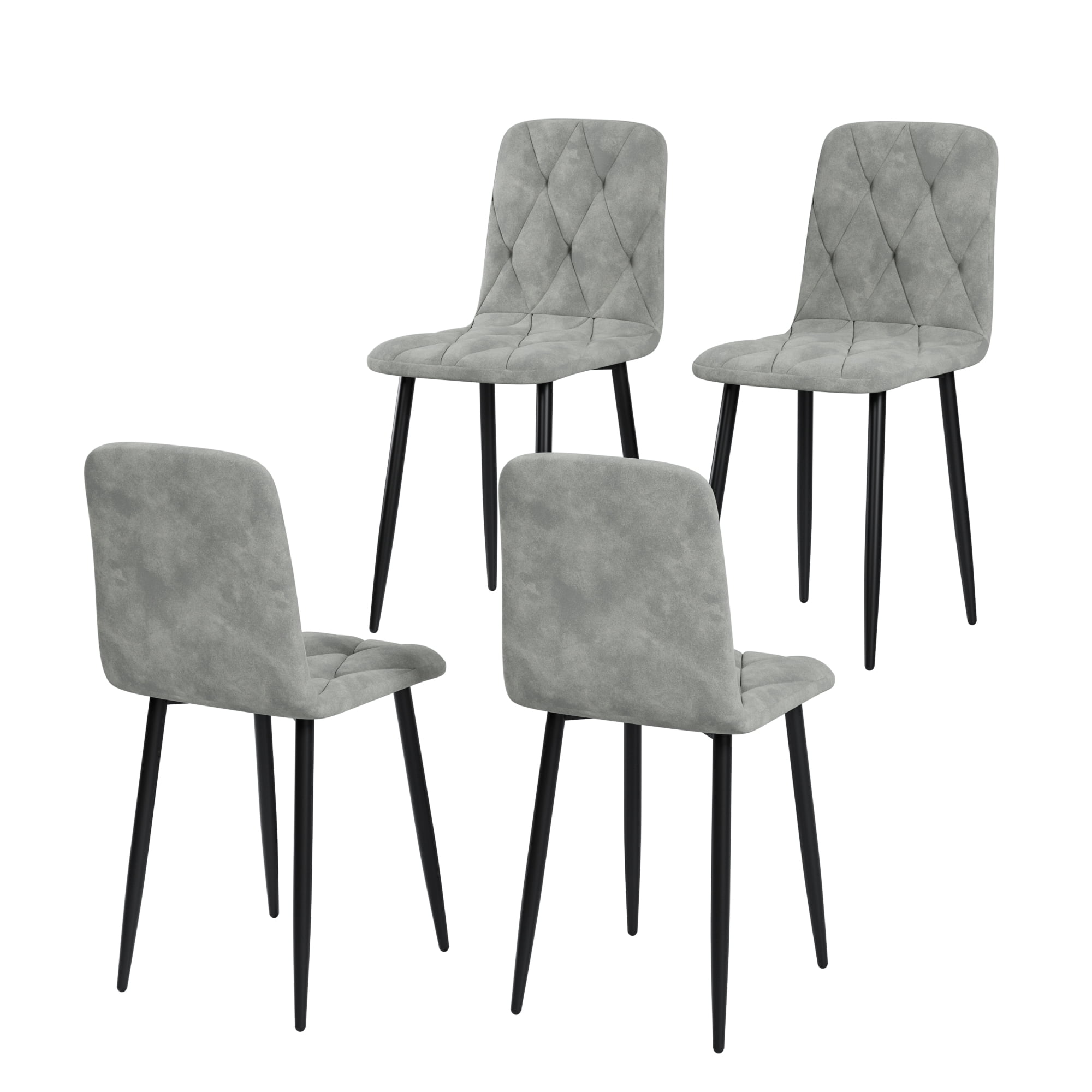 Dining Chairs Set of 4,Kitchen & Dining Room Upholstered Chairs with Metal Legs,Gray+Velvet
