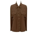 thumbnail image 3 of Women's Corduroy Jackets Long Sleeve Coats Button Down Coat (Coffee M), 3 of 4