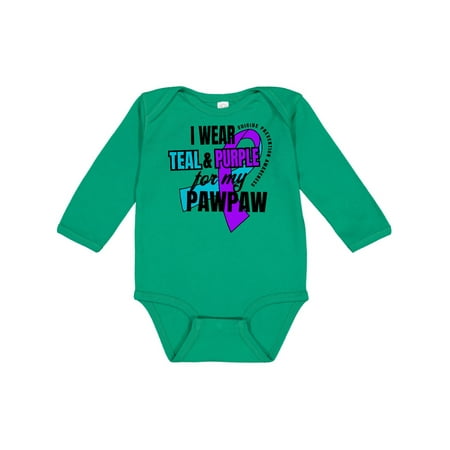 

Inktastic Suicide Prevention I Wear Teal and Purple for My Pawpaw Gift Baby Boy or Baby Girl Long Sleeve Bodysuit