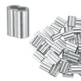 thumbnail image 1 of Uxcell 50-Pack Aluminum Crimping Loop Sleeves, 4mm 1/6 Double Round Barrel Wire Rope Sleeves, 1 of 2