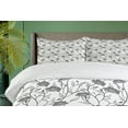 thumbnail image 4 of Ambesonne Grey Duvet Cover Sets, Blooming Flowers Buds Art, 2-King, Grey White, 4 of 7