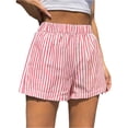 thumbnail image 2 of Women's Striped Print Shorts High Waisted Elastic Waist Wide Leg Loose Casual Shorts L, 2 of 9