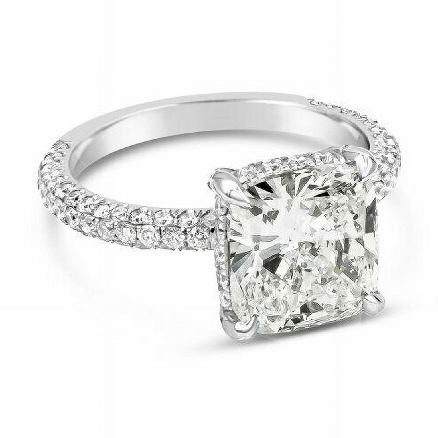HeartsAndYou 1.6ct Cushion Cut Moissanite Engagement Ring for Women Accent Solitaire 18k White Gold Over Silver