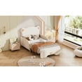 thumbnail image 4 of Twin Xl Bed In Beige With Foldable Feature And Bear Headboard Stretchy For Bedroom, 4 of 7