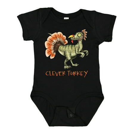 

Inktastic Clever Turkey Thanksgiving Dinosaur Boys or Girls Baby Bodysuit