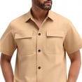 thumbnail image 4 of VBTAPA Men's Cargo Shirt Relaxed Fit Short Sleeve Button Down Shirts Summer Casual Work Shirt Lightweight Untucked Dress Shirts with Pockets Khaki XXL, 4 of 8