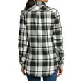 thumbnail image 4 of Mafoose Flannel Shirts For Women Plaid Jackets Long Sleeve Button Down Snow White/ Black 3X-Large, 4 of 6