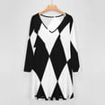thumbnail image 4 of Black And White Harlequin Long Sleeve Dresses For Women Vintage Elegant Party Dress Oversized V-neck Dress S-8XL, 4 of 7