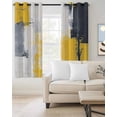 thumbnail image 2 of Yellow Gray Blackout Curtains for Bedroom/Living Room, Thermal Insulated Kitchen Curtains, Modern Oil Painted Geometric Abstract Grommet Darkening Window Treatment Drapes 52"x72"x2, 2 of 8