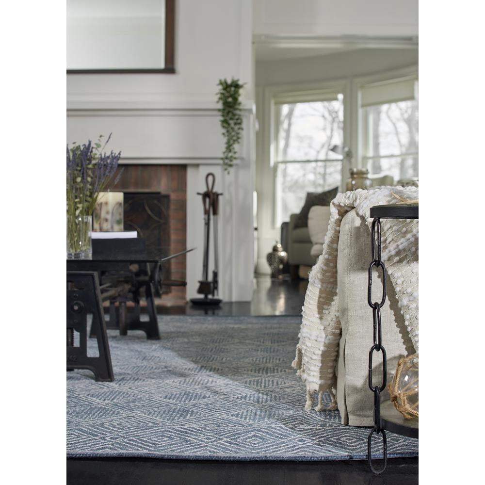 Momeni Mallorca Hand Hooked Wool Geometric Denim Area Rug 9' X 12'