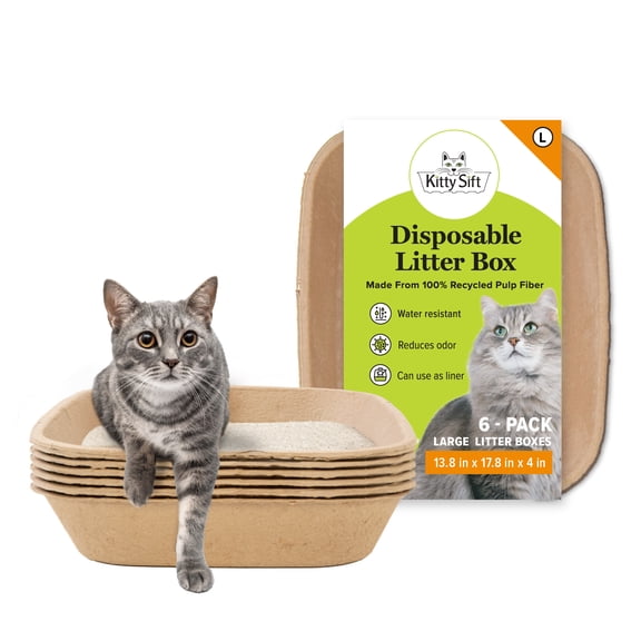 Kitty Sift Large Cat Sifter, Eco-Friendly Litterbox with Scoop - Pack of 6