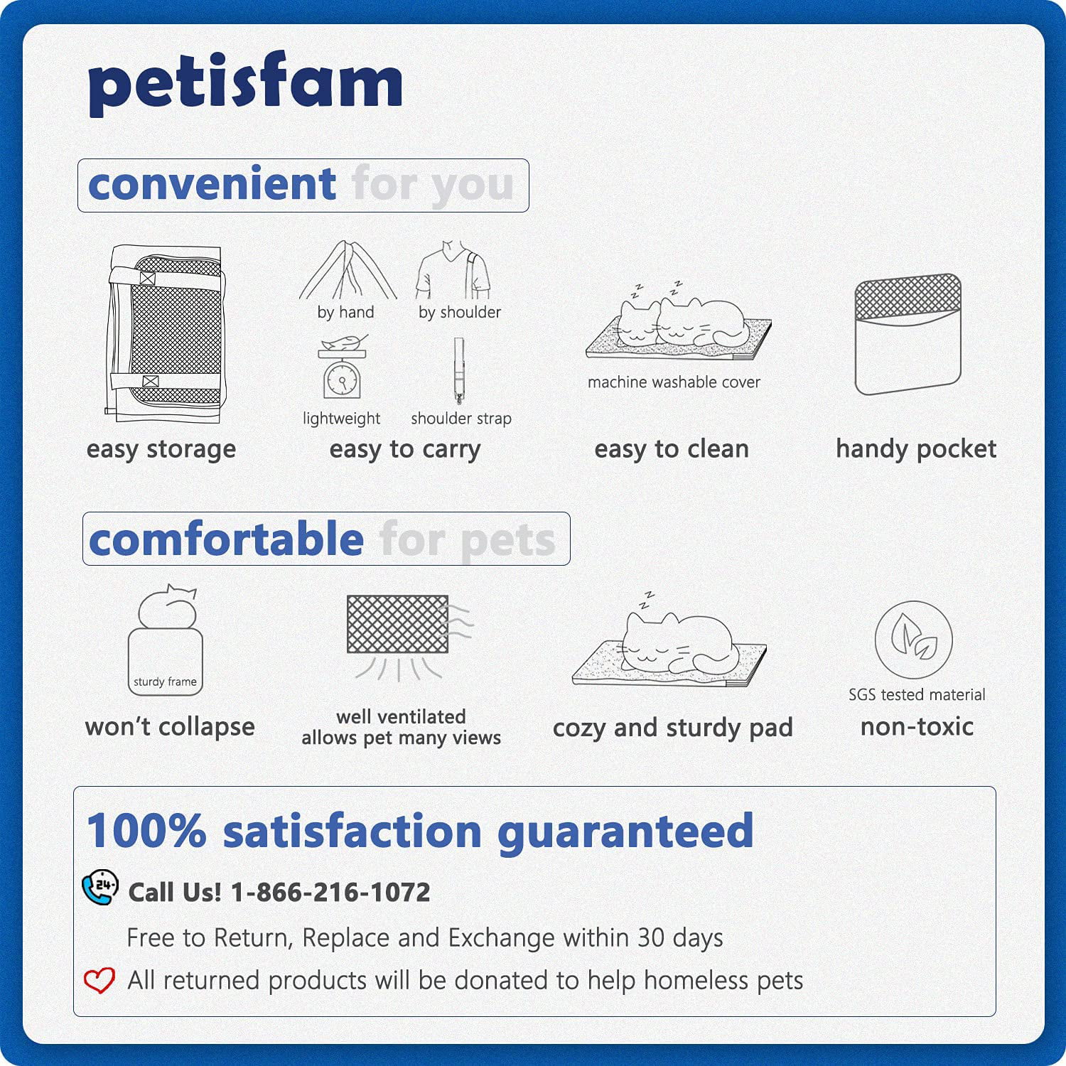 Easy Storage petisfam Soft Pet Carrier for Medium Cats and Small Dogs with Cozy Bed Leak-Proof Breathable Airline Approved 3 Doors Escape-Proof Top Entrance 