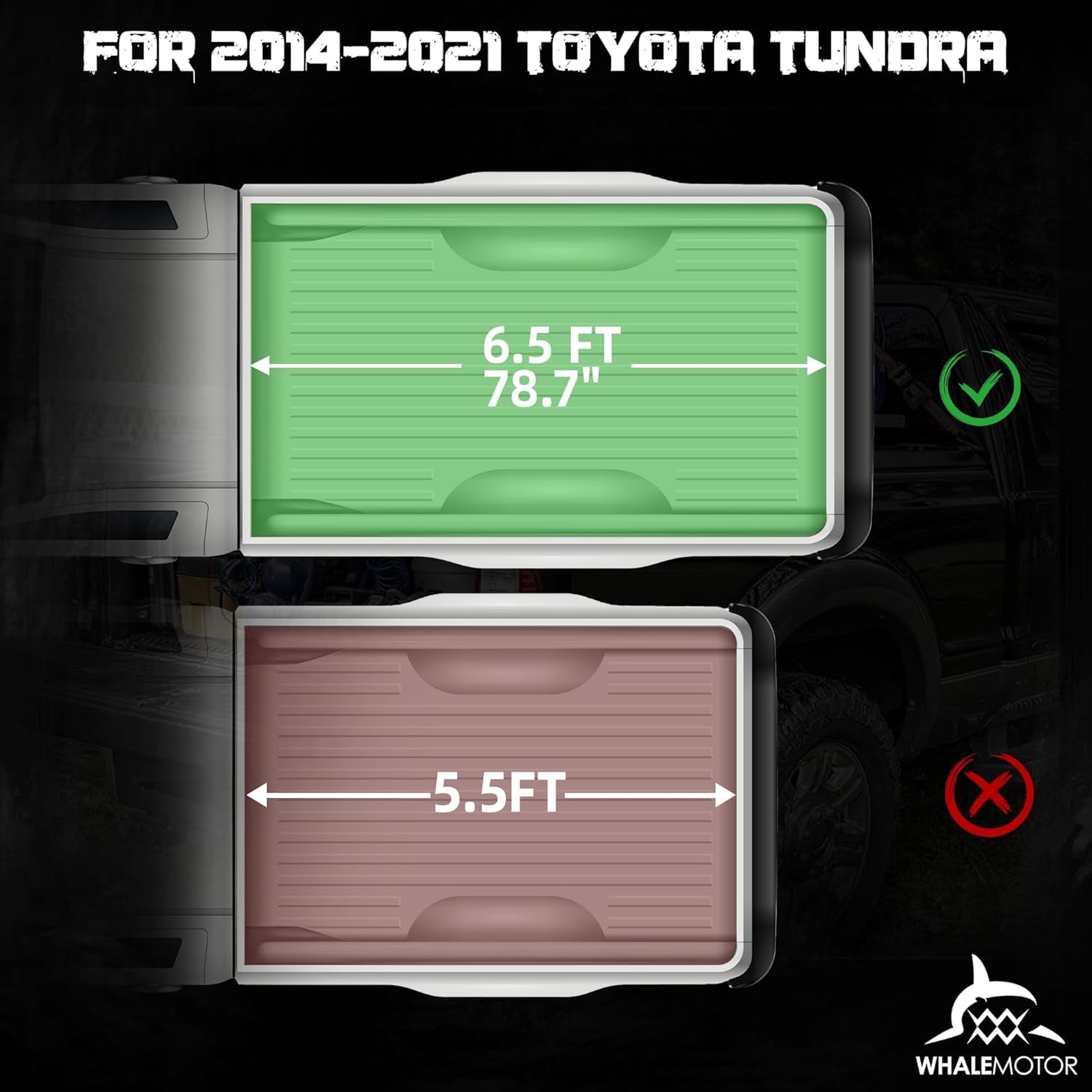 6.5ft FRP Hard Tri-Fold Tonneau Cover Truck Bed for 2014-2021 Toyota Tundra