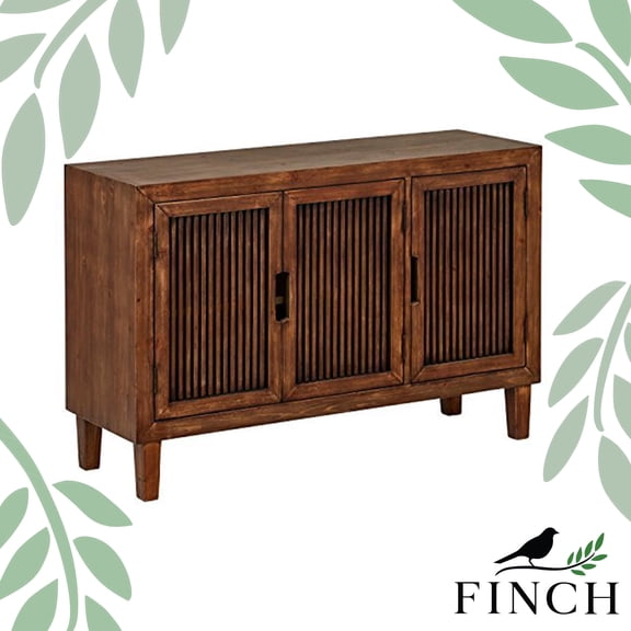 Finch Sawyer Solid Ash Wood Frame 3-Doors Cabinet in Brown