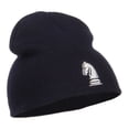 thumbnail image 4 of Chess Piece Kight Embroidered Short Beanie - Navy OSFM, 4 of 5