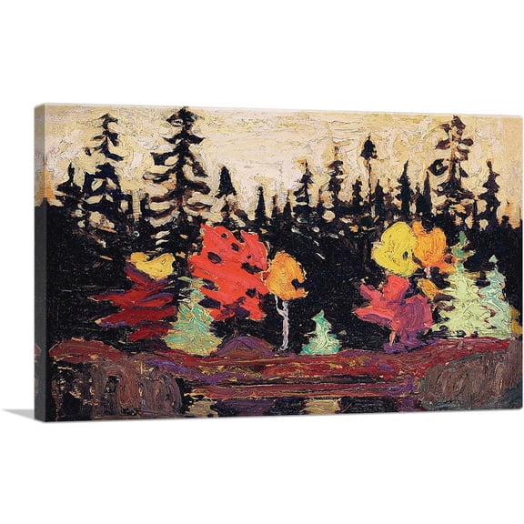 ARTCANVAS Black Spruce And Maple Fall 1915 Canvas Art Print by Tom Thomson - Size: 12" x 8" (0.75" Deep)