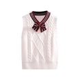 thumbnail image 1 of ManxiVoo Children Knit Sleeveless Sweater Vest Lightweight Breathable Layering Piece for Spring and Fall 120 Size White, 1 of 5