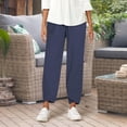 thumbnail image 6 of Womens Linen Capri Pants Summer Fashion Casual Print Boho Baggy Wide Leg Cropped Trousers Comfy Loose Beach Holiday Capris, 6 of 8