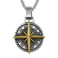 thumbnail image 6 of K-KED Stainless Steel North Star Compass Pendant Necklace Silver Gold W Strong Chain-Steel ribbon chain, 6 of 7