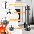 thumbnail image 6 of NALONE 5 Pieces 31In Fireplace Tools Set, Wrought Iron Fireplace Tools with Ergonomic Handle, Fireplace Accessories Set Included Tong, Shovel, Base, Poker and Brush for Indoor & Outdoor (Grey), 6 of 8