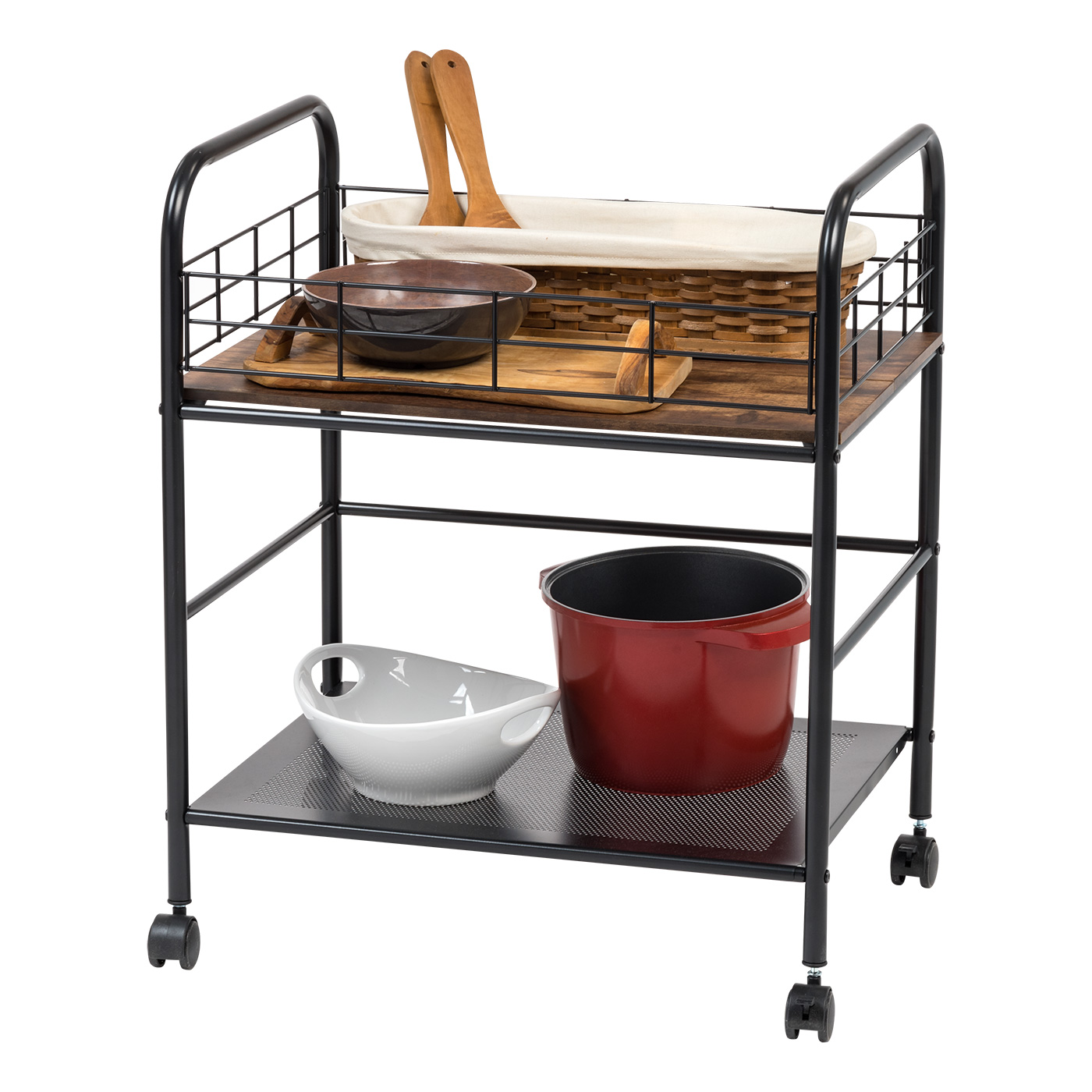IRIS USA Wide Modern Rolling Serving Cart