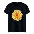 thumbnail image 1 of LUOGENLI T-shirts pour Femmes Mode Décontractée Confort Simple Tournesol Imprimé Col Rond Manches Courtes T-shirts Graphiques pour Femmes Saint-Valentin Noir m, 1 of 1
