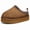 Coffee brown, variant on Women’s Cotton Slippers, Faux Suede Scuff House Slippers With Fluffy Faux Fur Collar, Warm Cozy Non‑Slip Indoor Footwear for Ladies Fall Winter