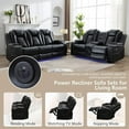 thumbnail image 6 of Power Reclining Sofa Set with Zero Gravity, Faux Leather Couch and Loveseat, Bluetooth Speakers, Wireless Charging, LED Lights, Cup Holders, Black, 6 of 10