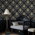 thumbnail image 4 of Baroque Peel and Stick Wallpaper Sophisticated Dark Navy Vintage Baroque blue Wall Mural 23.6in x 9.8ft Self Adhesive Removable Wall Paper Renter Friendly Wallpaper for Bedroom Livingroom Men, 4 of 8