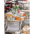 thumbnail image 4 of Outdoor Tablecloth with Umbrella Hole and Zipper, Orange Pumpkin Gnomes Fall Round Table Cloth 60 Inch Waterproof Tablecloth, Branches Thanksgiving Leaves Wooden Picnic Table Cover for Patio Camping, 4 of 7