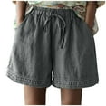 thumbnail image 1 of Timegard Wide Leg Shorts for Women Elastic Waisted Drawstring Lace Bottom Casual Loose Shorts with Pockets, 1 of 4