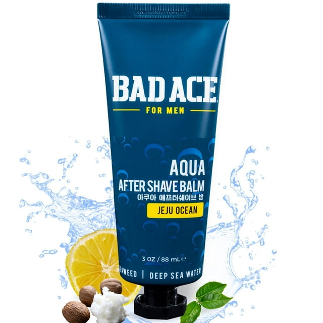 BAD ACE Aqua After Shave Balm para hombres Cuidado de la piel coreano Loción para después del afeitado para hombres Calma y alivia la piel del enrojecimiento, irritación y quemaduras de afeitar Jeju O