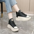 thumbnail image 3 of Oyedens Womens Platform High Top Fashion Sneakers Gothic Leather Footbed Walking Sneakers, 3 of 7