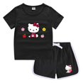 thumbnail image 3 of Nuevo traje de Hello Kitty, camiseta bonita de dibujos animados + Pantalones calientes informales, camisa de fondo de dos piezas absorbente de sudor de algodón caramelo para niños, 3 of 5