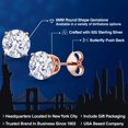 thumbnail image 2 of Gem Stone King 18K Rose Gold Plated Silver White Zirconia Stud Earrings for Women | 3.00 Cttw | Gemstone Birthstone | Round 6MM, 2 of 6