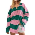 thumbnail image 5 of GigrtiJin Women's Oversized Sweatshirts Fall Striped Color Block Long Sleeve Blouses V-Neck Button Pullover Loose Tops, 5 of 5