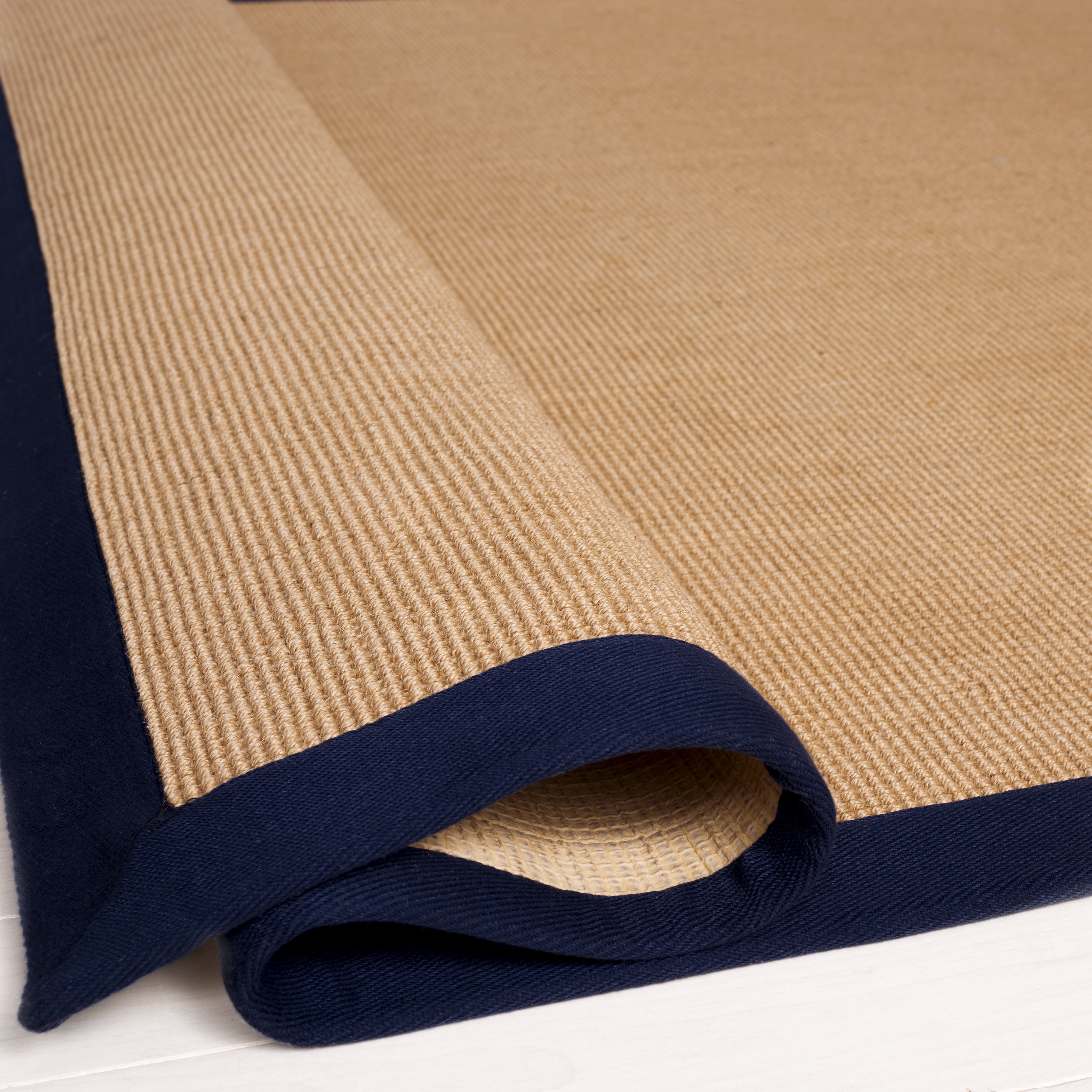 Safavieh Natural Fiber Sabrina Solid Color Area Rug, Natural/Navy, 4' x 6'