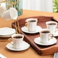 thumbnail image 6 of 6-piece set of small coffee cups and plates, white porcelain with gold decorative coffee cups, 6 of 6