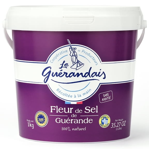 Le Guerandias French Sea Salt - Fleur De Sel in Linen Bag - 2.2 lb / 1 kg