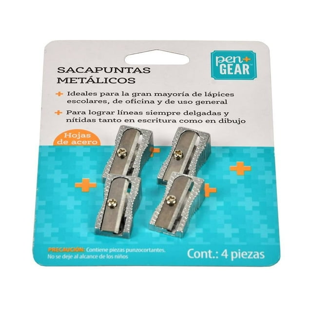 Sacapuntas Metálicos Pen+Gear Silver 4 Piezas