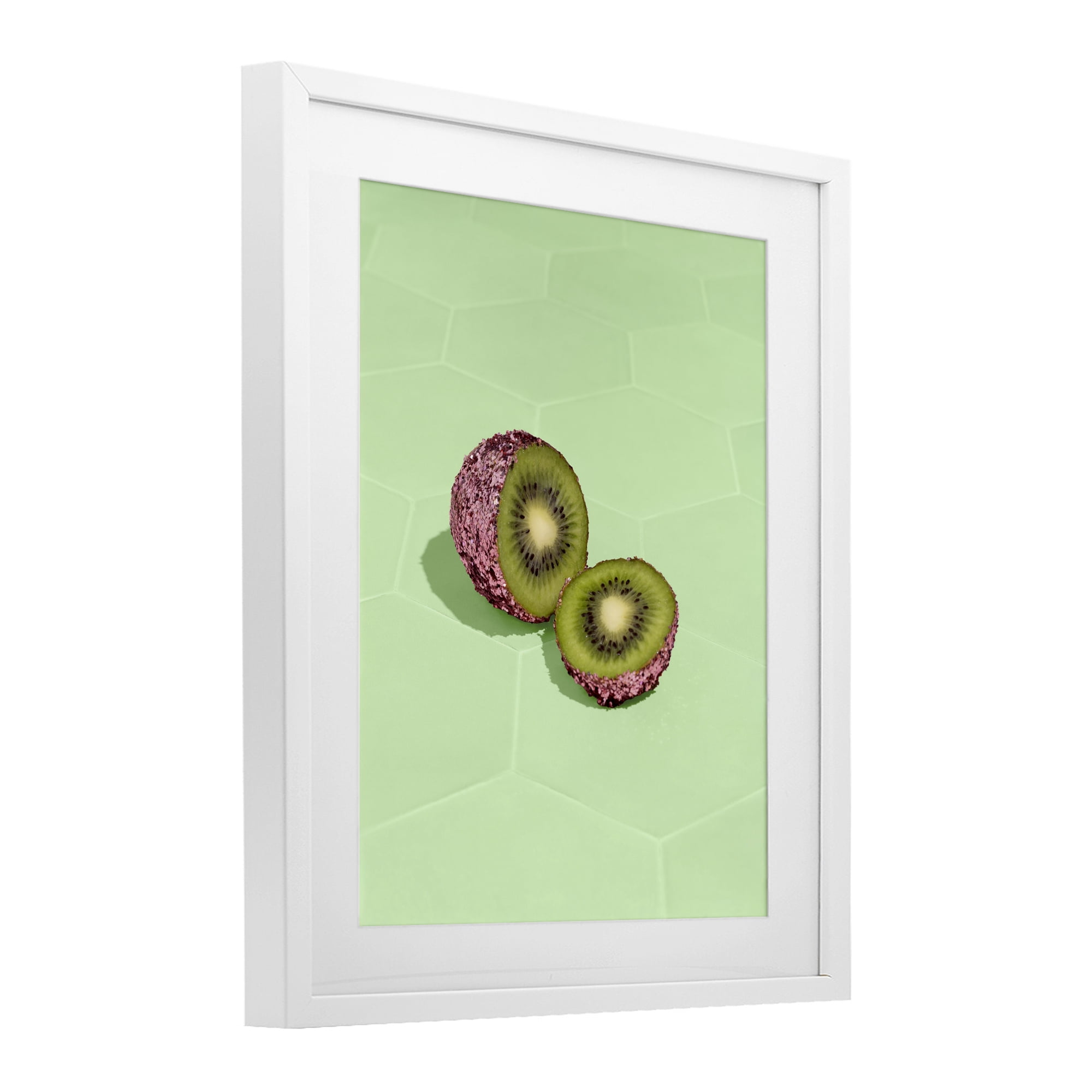 Stupell Industries Green Glimmer Kiwi White Framed Print Under Glass, design by LISH Creative